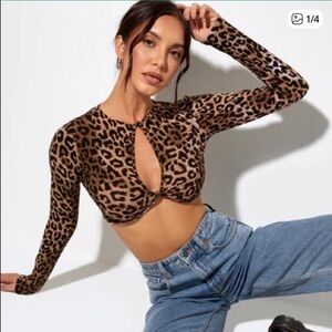 Motel Rocks Leopard Print Crop Top